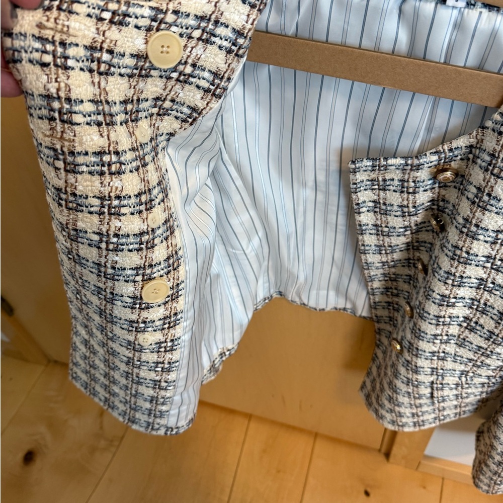 NWOT Veronica Beard Cream and Black Plaid Blazer - Picture 3 of 4
